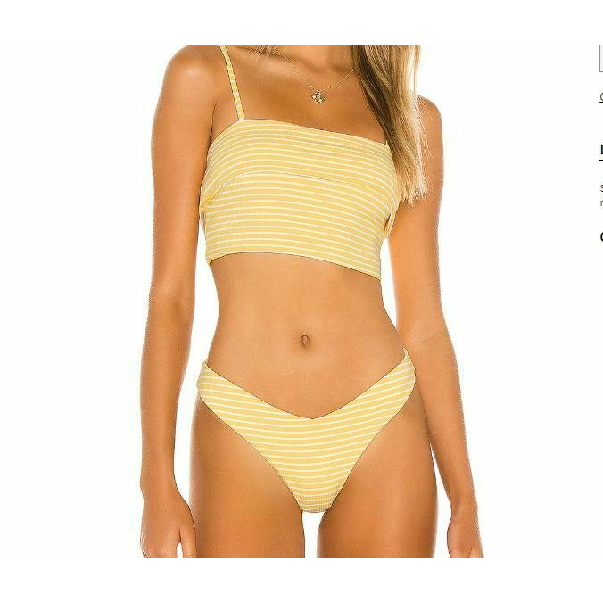 Onia Kendra Tank Bikini Top Size M Yellow Stripe Snap Dragon Bottoms L